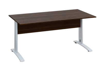 EPK 18 - 16 stůl kancelářský, kovová podnož bílá, deska 18 mm, široký 1600 mm, ořech královský